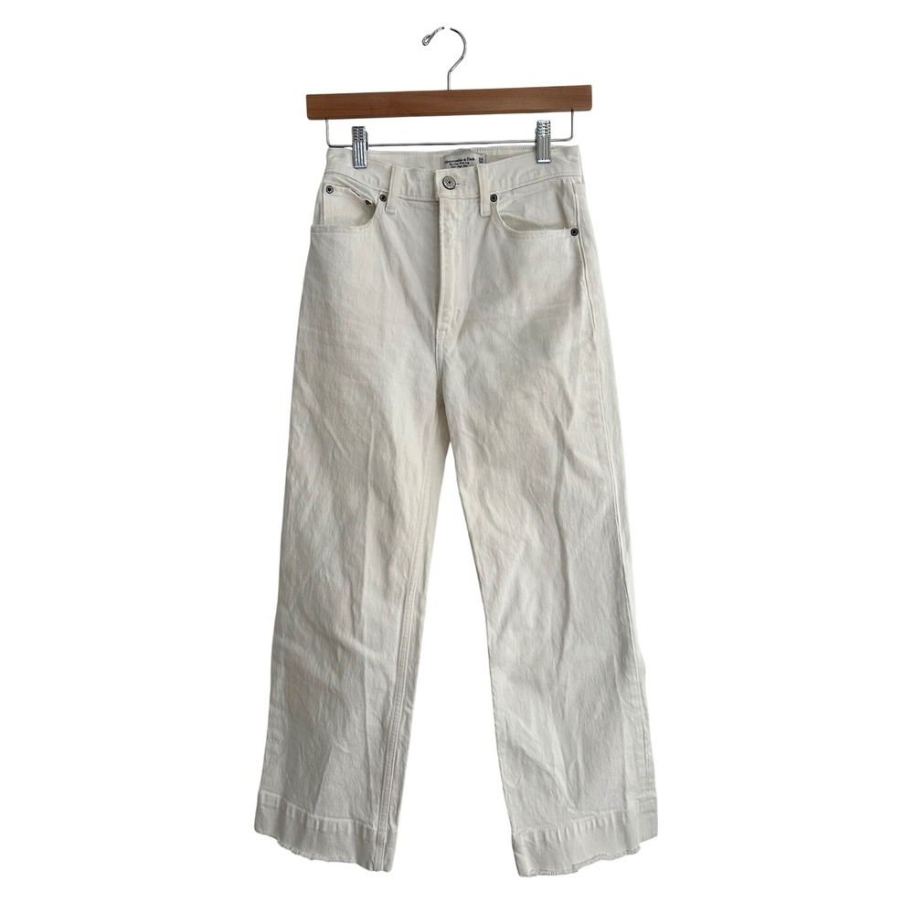 Abercrombie & Fitch Ultra High Rise Cropped Wide Leg Jeans White Size 24